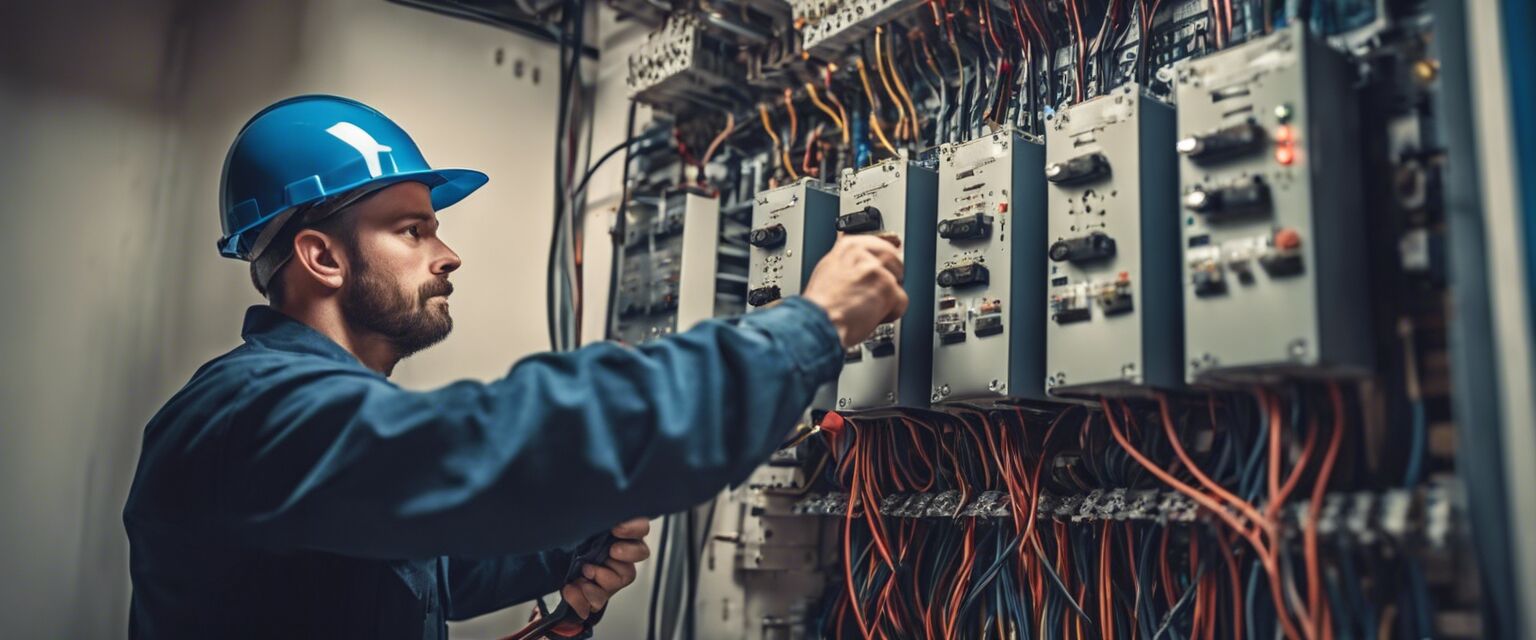 Electrician working with contactors
