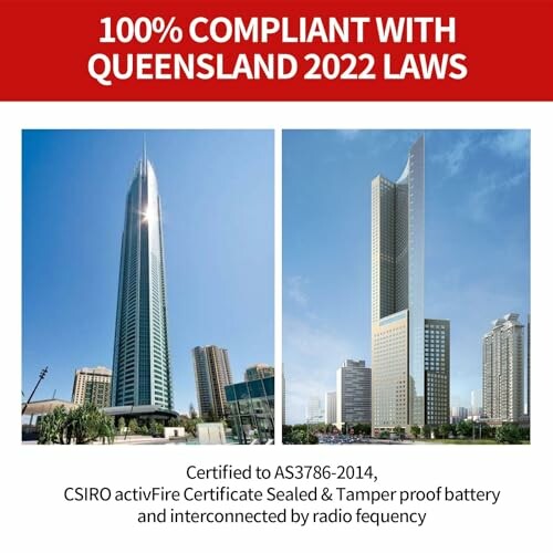 Tall buildings compliant with Queensland 2022 laws.